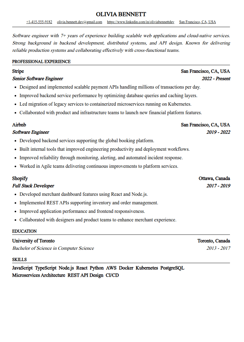 Classic Serif ATS Resume