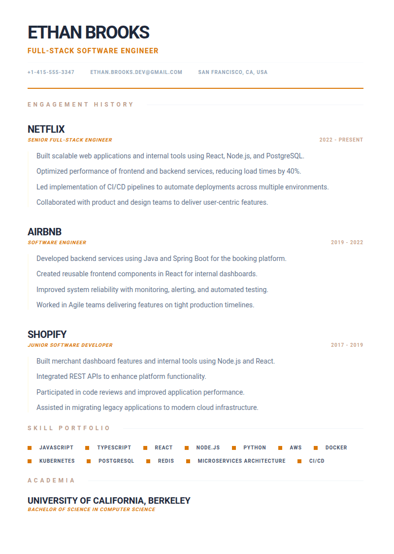 Amber Accent Single-Column